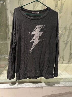 Franklin & Daysi Charcoal Lightning Bolt Long Sleeve Tee